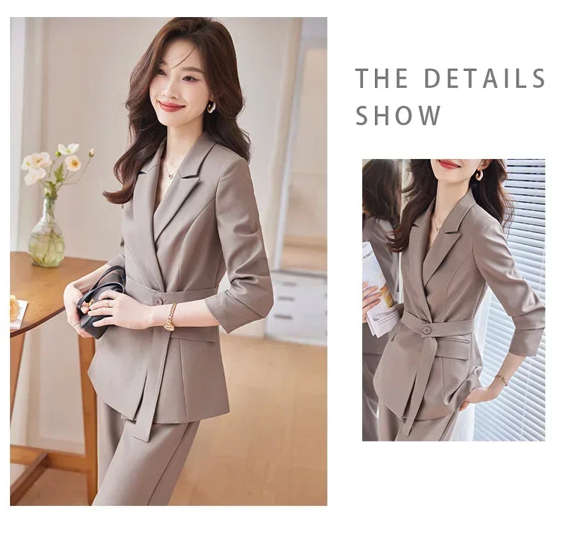 Professional Long-Sleeved Trouser Suits for Women, Fashionable Trousers, High Quality, Show, Elegant, New, Autumn and Winter - ACHETE LTD