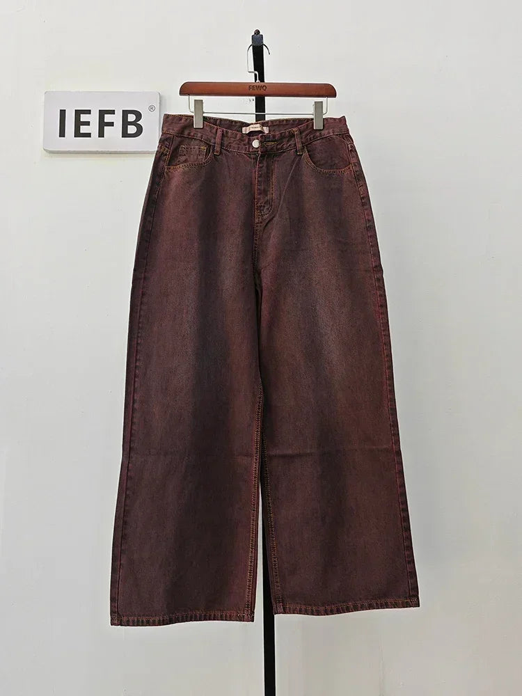 IEFB Vintage Gradient Baggy Jean Trousers Trend Men's Fashion Distressed Y2k Style Personality Wide Leg Casual Denim Pant 9C1149 - ACHETE LTD