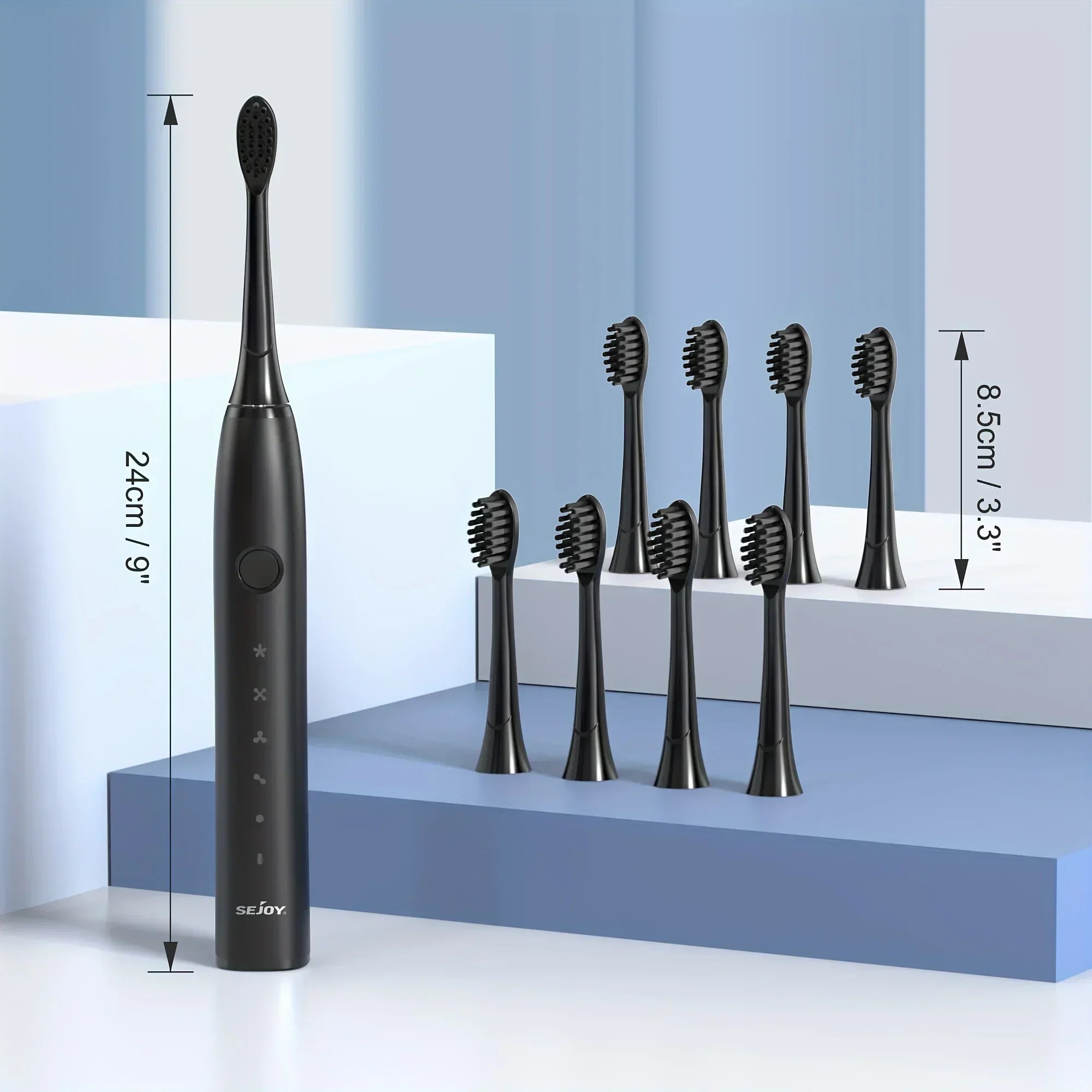 Electric Toothbrush Tooth Brush USB Rechargeable Adult Ultrasonic Teeth Cleaning 8 Replacement Toothbrush Heads - ACHETE LTD