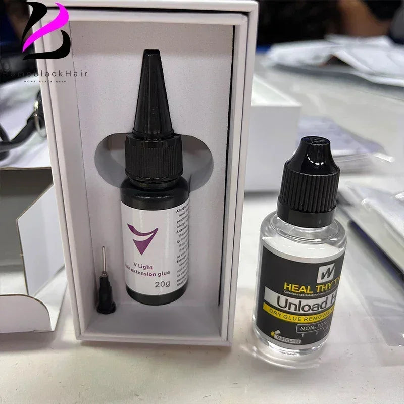 V-Light Technology Hair Extension Machine white Hair Extension Tools Kit Set with V light Hair extension glue - ACHETE LTD