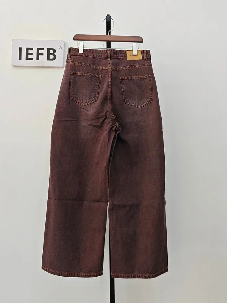 IEFB Vintage Gradient Baggy Jean Trousers Trend Men's Fashion Distressed Y2k Style Personality Wide Leg Casual Denim Pant 9C1149 - ACHETE LTD