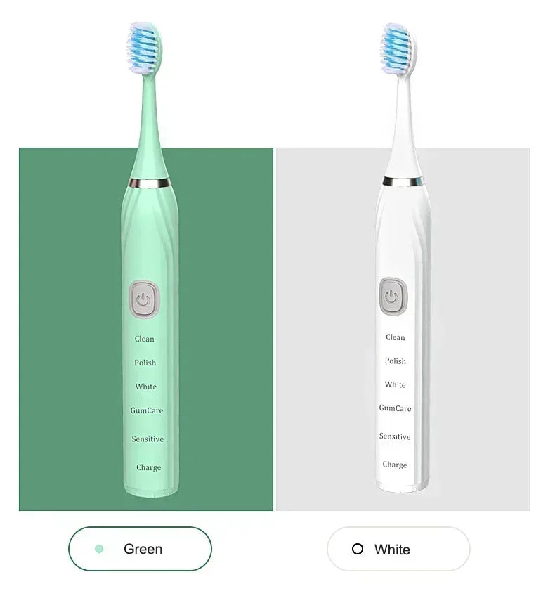 Sonic Electric Toothbrush Cleaning Brush For Adult Automatic Rechargeable Soft Hair Waterproof Ultrasonic Tooth Brush 4 heads - ACHETE LTD