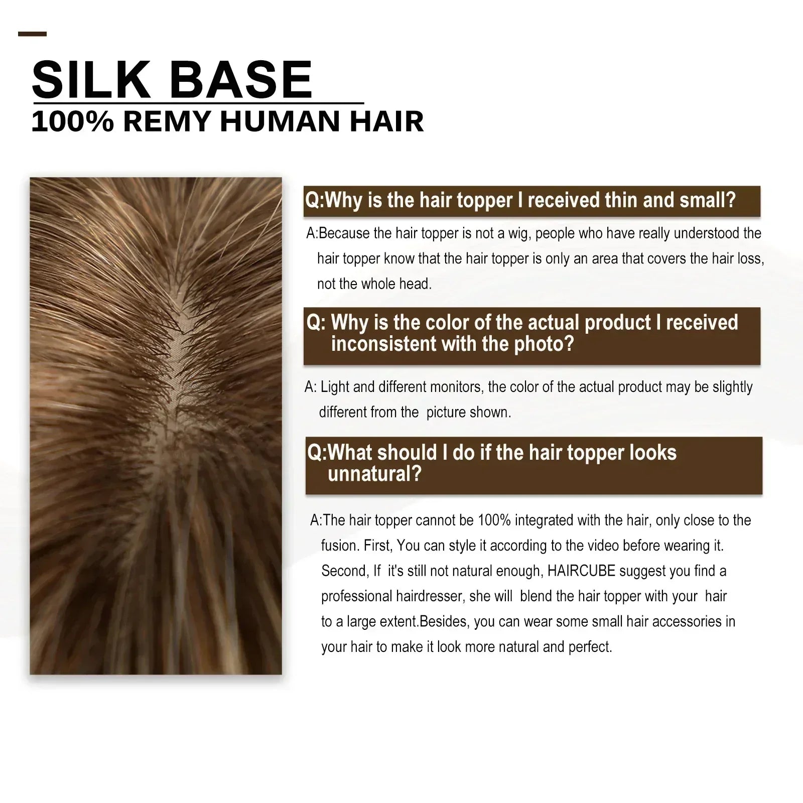 Human Hair Toppers Silk Base Blonde Ombre Dark Root Remy Human Hair Extensions Hairpieces for White Women 10/14 inch Human Hair - ACHETE LTD