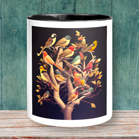 Birds in tree coffee mug cup