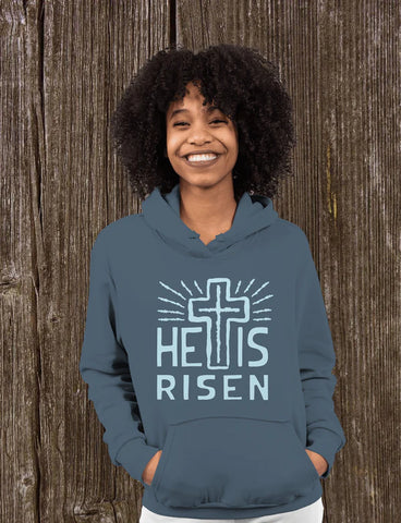 he is risen easter theme hoodie