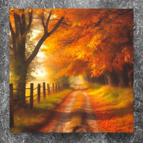 old road in autumn - fall canvas print