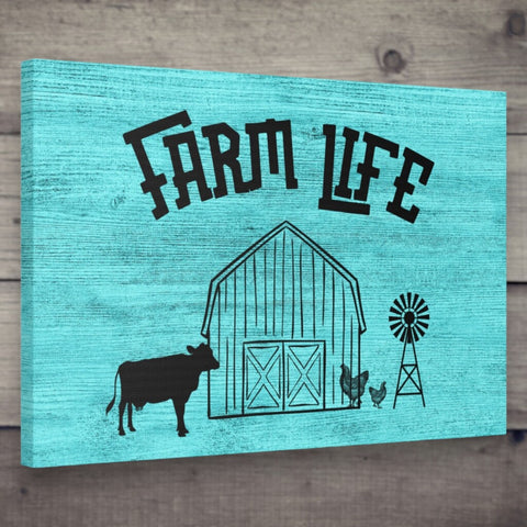 blue farm life canvas print