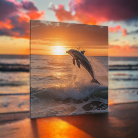 dolphin in sunset wall art