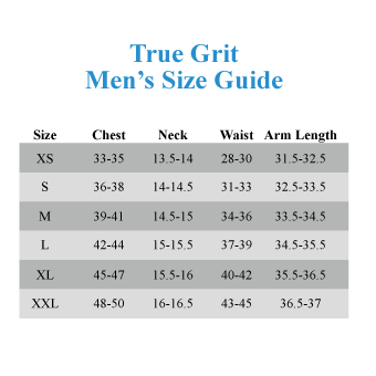 True Grit Size Chart