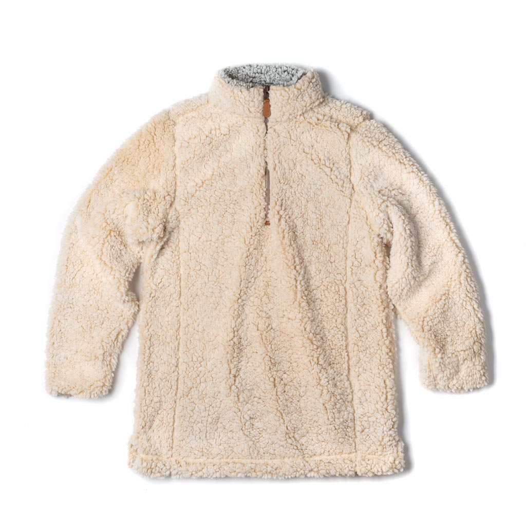 Nordic Fleece Quarter Zip Sherpa Pullover in Oatmeal with Gray
