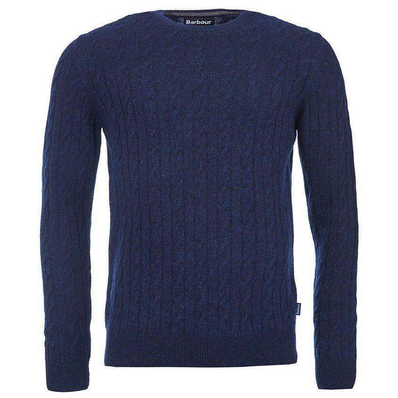 Barbour Essential Cable Crew Sweater in Navy