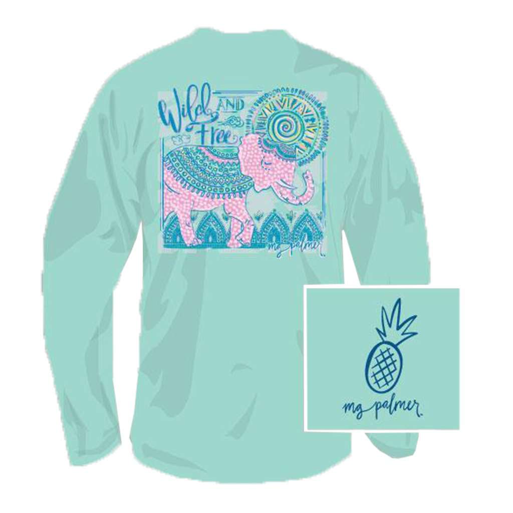 Southern Fried Cotton Free To Be Wild Long Sleeve Tee Shirt in Celadon