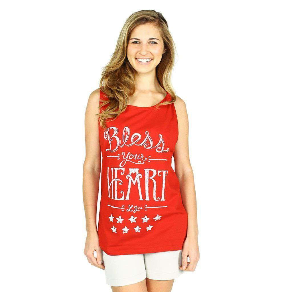 Lauren James Bless Your Heart Tank Top In Red 