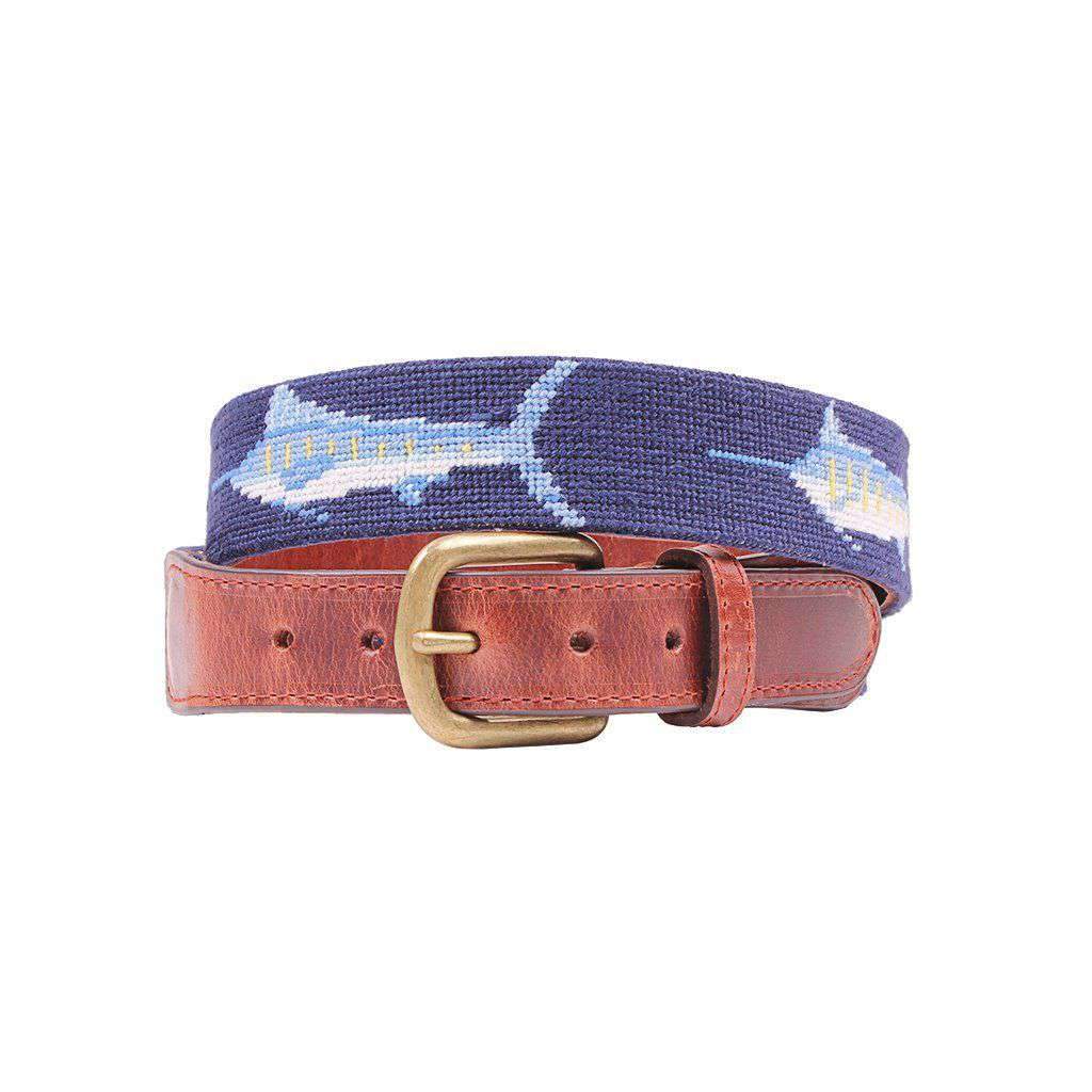 Billfish Needlepoint Belt in Dark Navy by Smathers & Branson