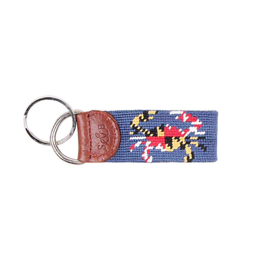 Maryland Flag Crab Needlepoint Key Fob in Classic Navy by Smathers & Branson