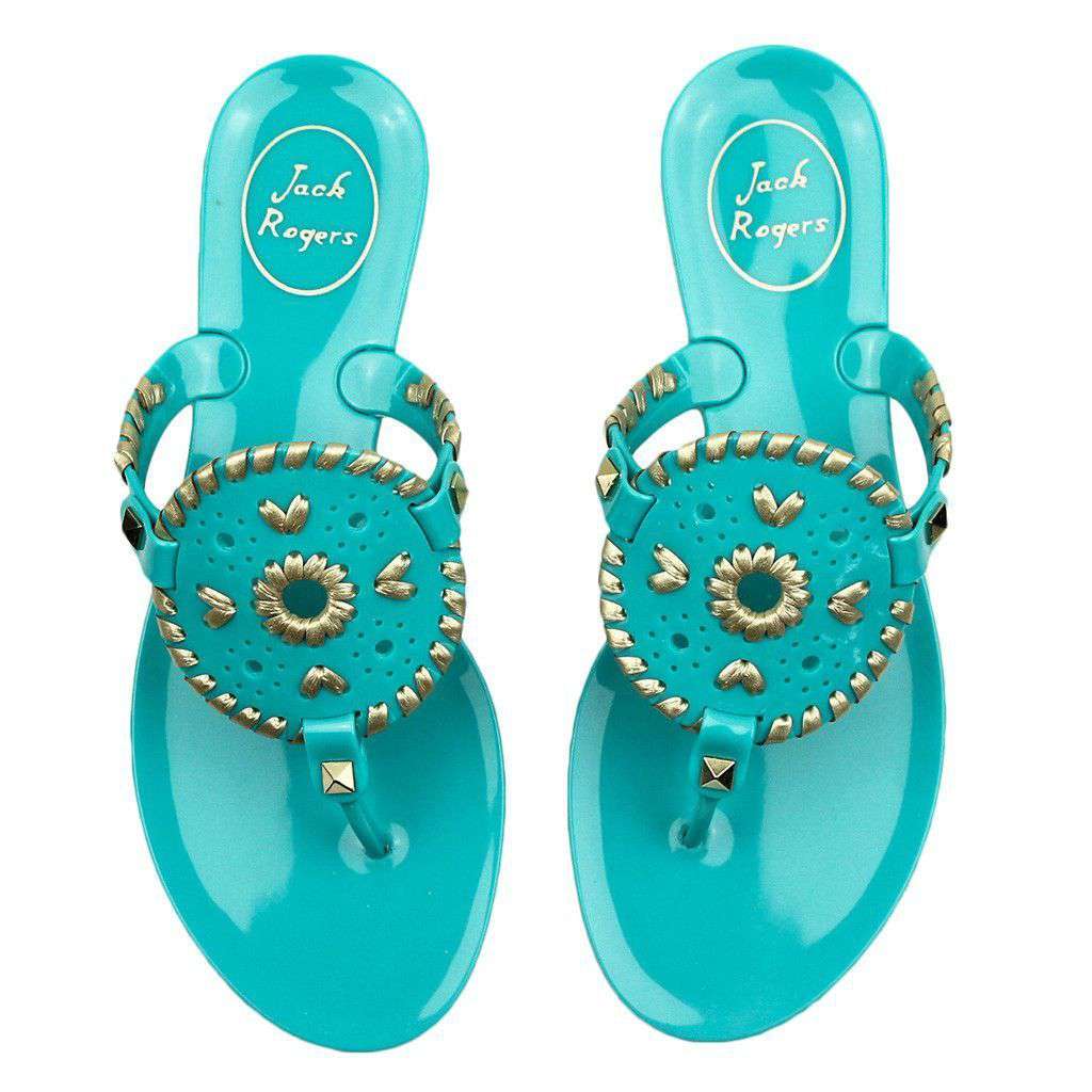 Jack Rogers Georgica Jelly Sandal in Caribbean Blue and Gold – Country ...