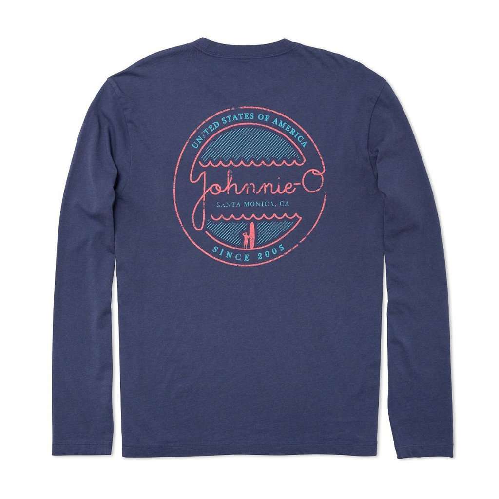 Johnnie-O Neon Long Sleeve T-Shirt in Pacific