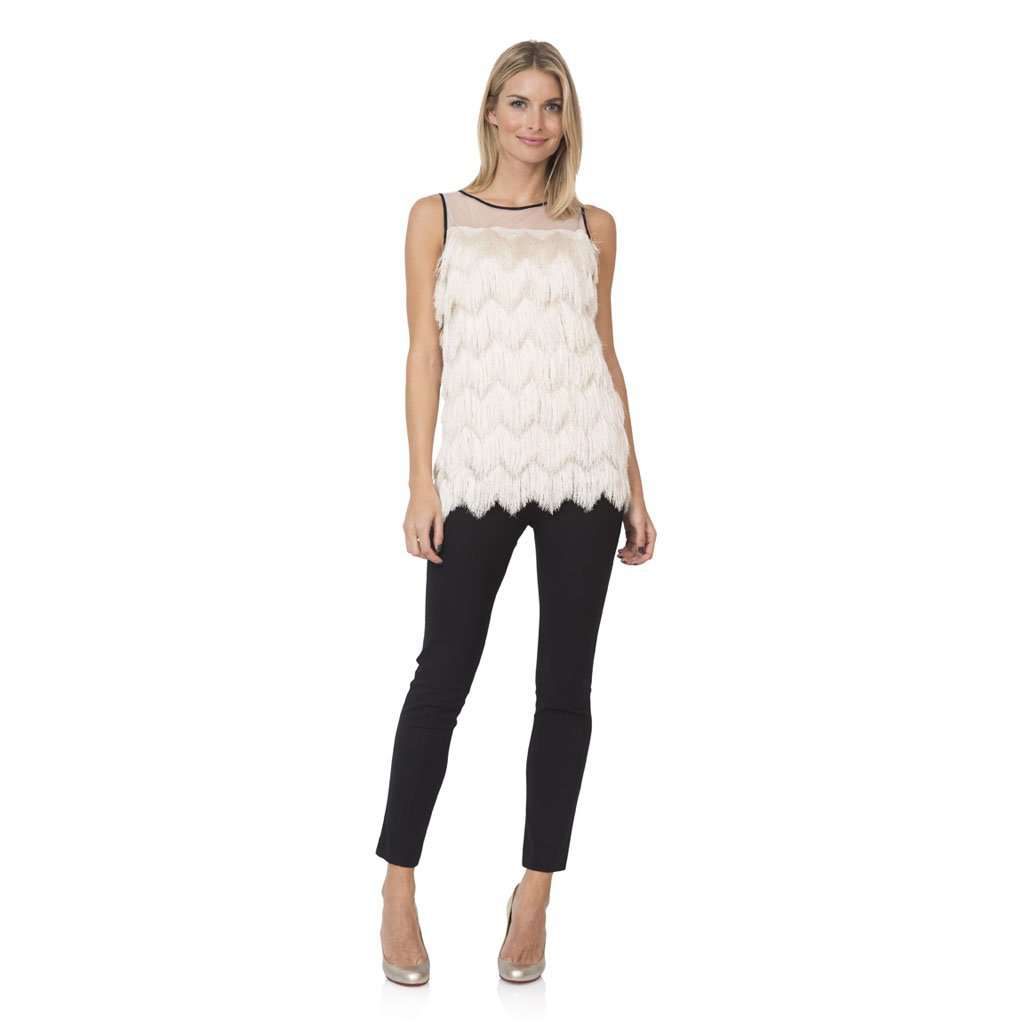 Merry in Mesh Fringe Top in Cream by Sail to Sable - Country Club Prep