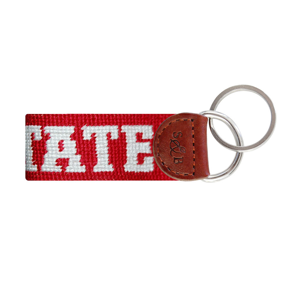 NC State Text Needlepoint Key Fob by Smathers & Branson