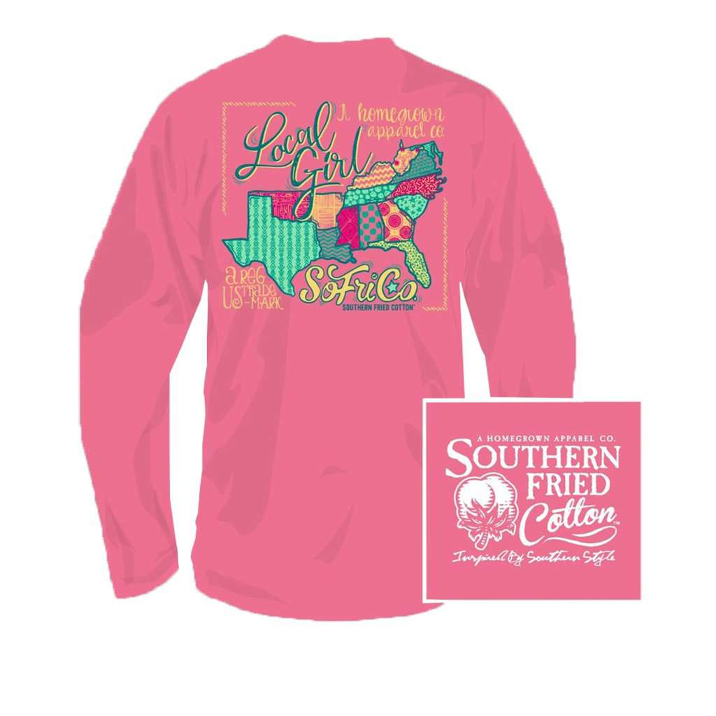Southern Fried Cotton YOUTH Local Girl Long Sleeve Tee in Pink Jam