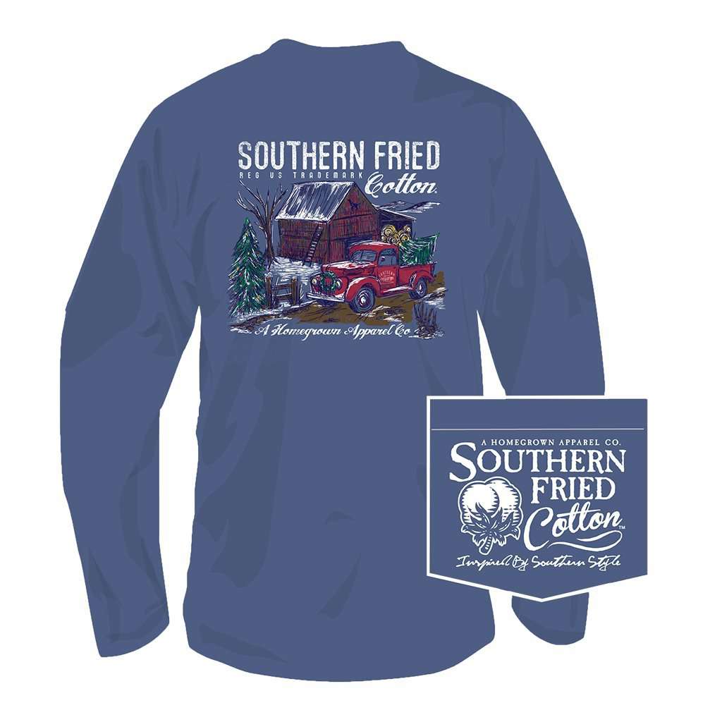 Southern Fried Cotton Home For Christmas Long Sleeve Tee in Summer Shadow