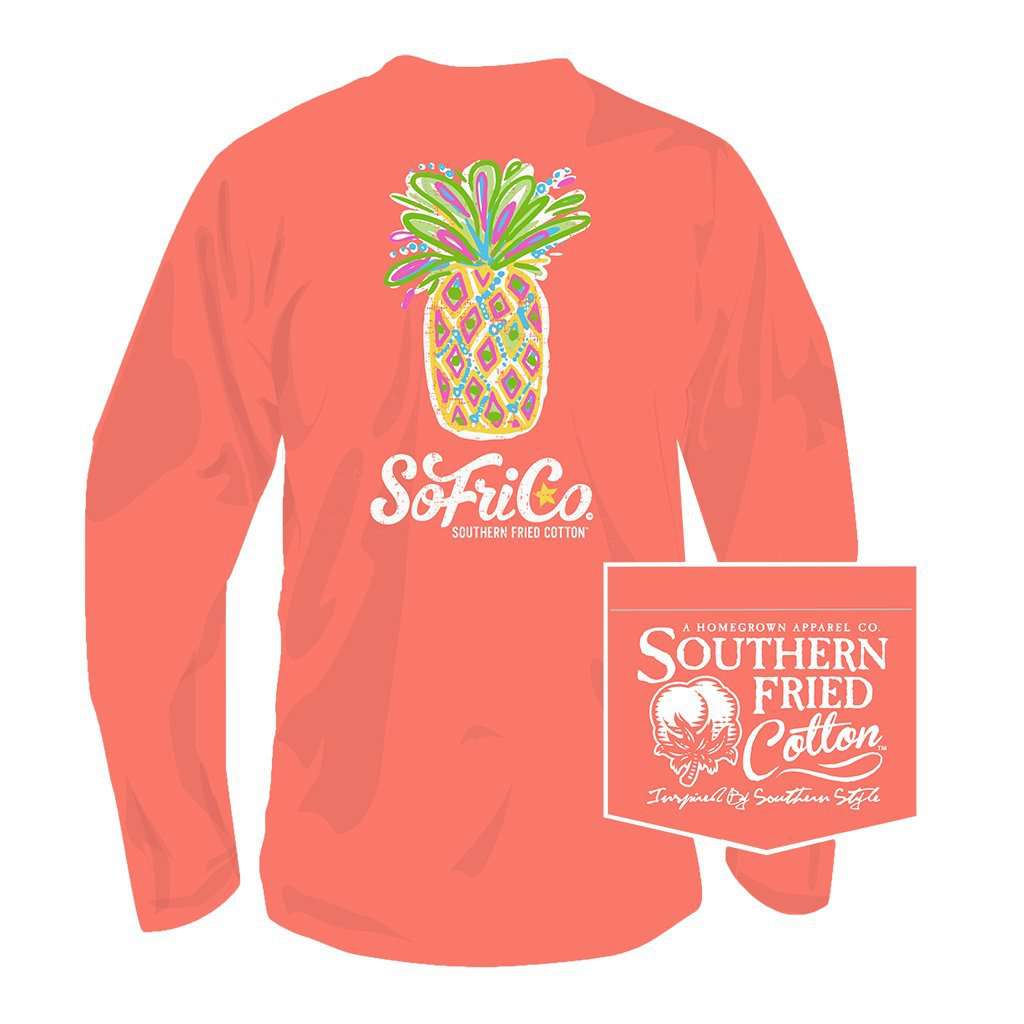 Southern Fried Cotton Pina Colada Long Sleeve Tee in Summer Sunset