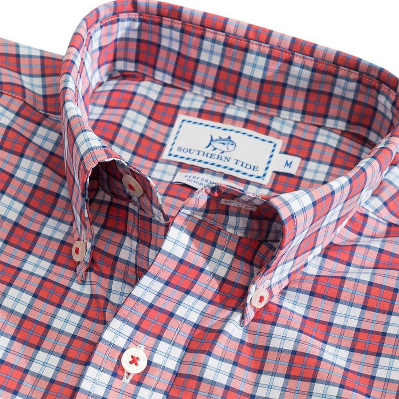 Southern Tide Linville Plaid Intercoastal Performance Shirt in Terracotta