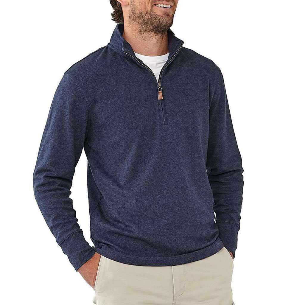 The Normal Brand Puremeso Quarter Zip Pullover in Navy