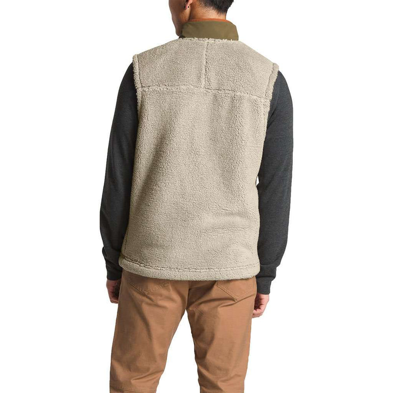 The North Face Mens Campshire Sherpa Vest In Granite Bluff Tan And Botanical Garden Green 9527