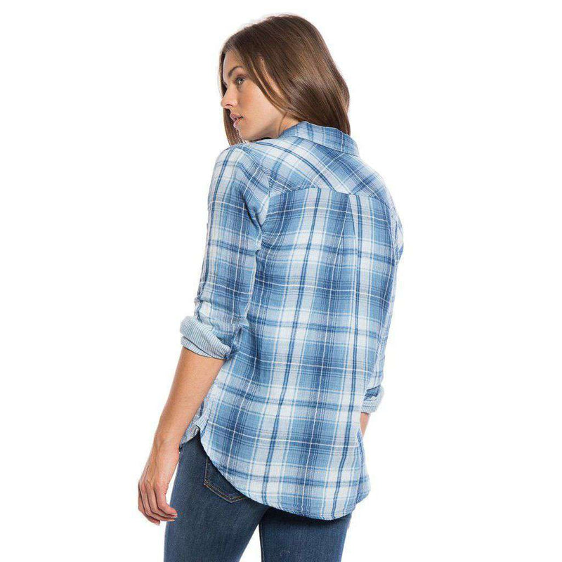 True Grit (Dylan) Double Weave Plaid 2 Pocket Work Shirt in Chambray