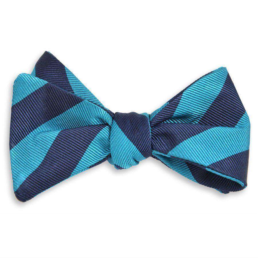 High Cotton All American Stripe Bow Tie in Teal and Navy