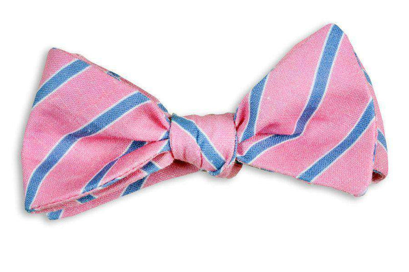 High Cotton Hot Pink and Navy Linen Stripe Bow Tie – Country Club Prep