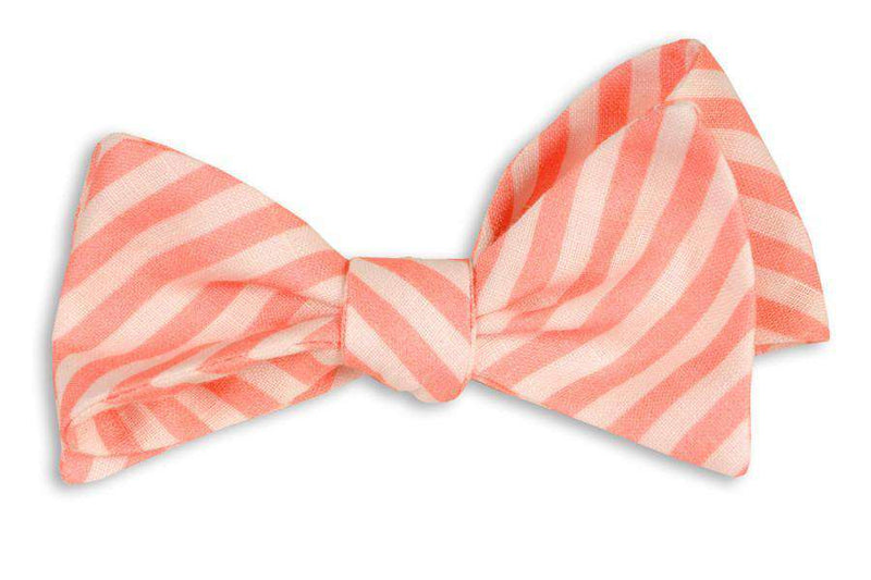 High Cotton Melon Linen Stripe Bow Tie