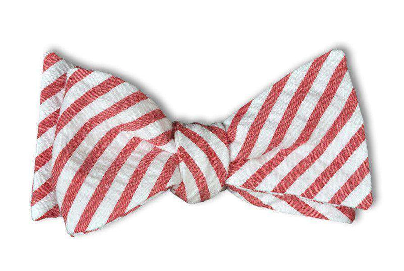High Cotton Nantucket Red Seersucker Stripe Bow Tie
