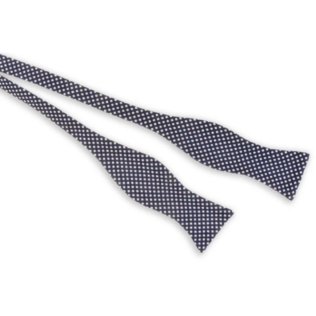 High Cotton Navy and White Crosshatch Woven Bow Tie