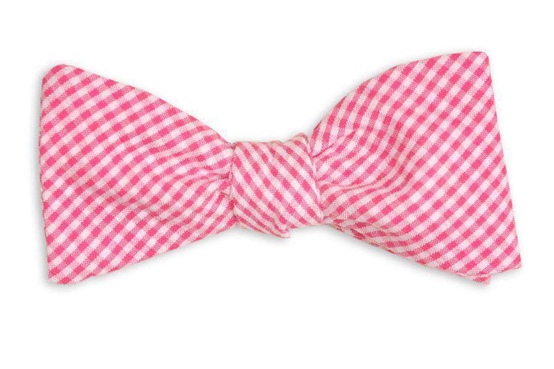 High Cotton Raspberry Seersucker Gingham Bow Tie in Red