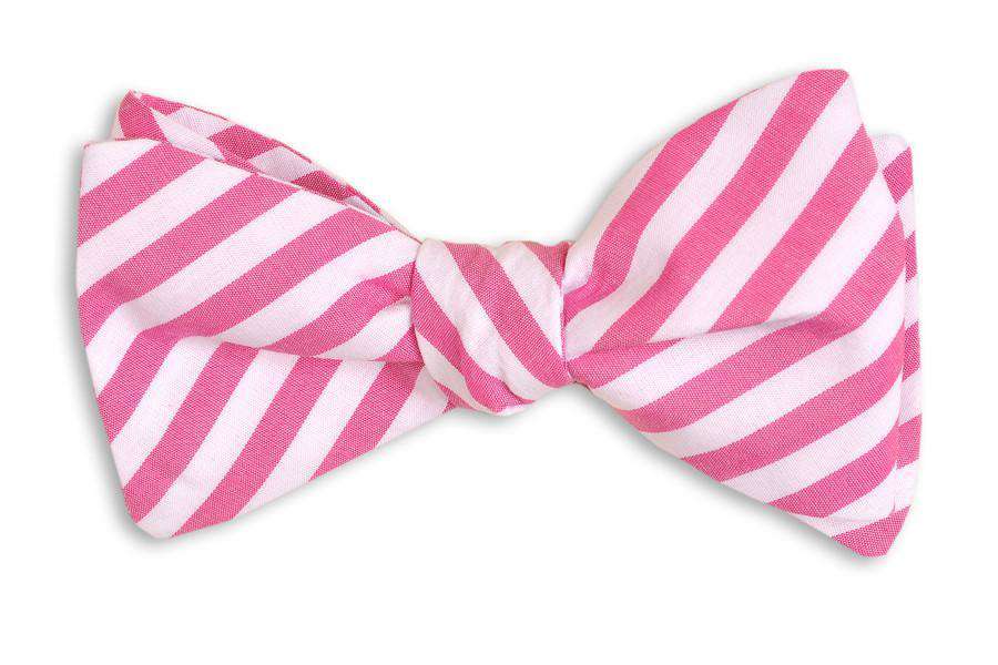 High Cotton Raspberry Stripe Bow Tie in Pink