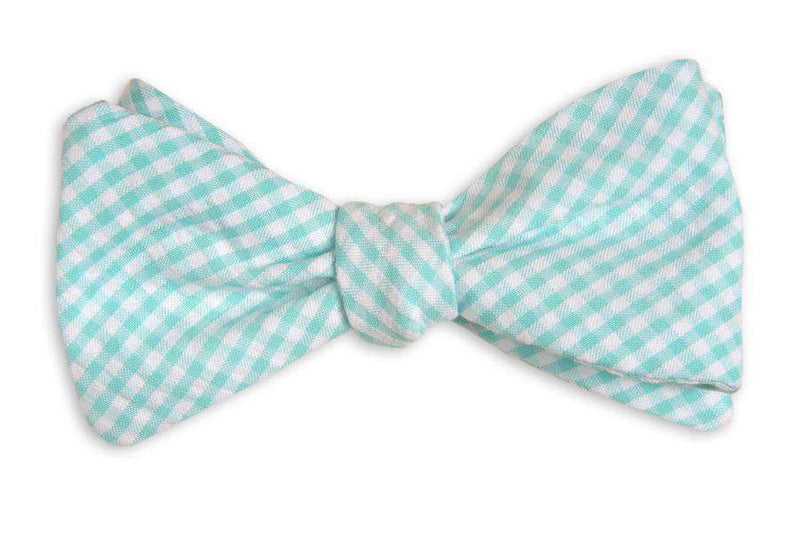 High Cotton Seafoam Green/Blue Seersucker Gingham Bow Tie