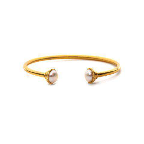 Gigi Open Bangle in Gold and Pearl by Julie Vos – Country Club Prep
