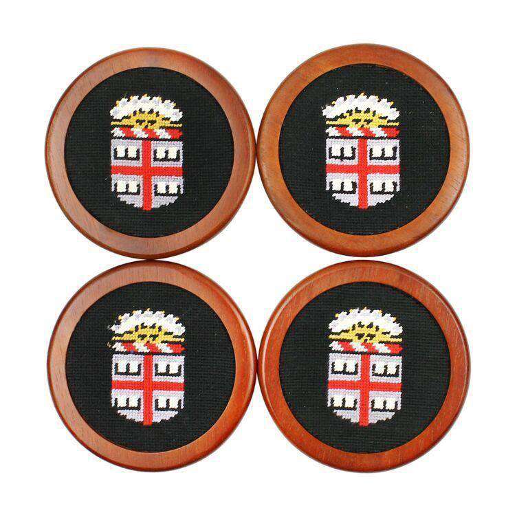 Smathers and Branson Brown University Needlepoint Coasters in Black
