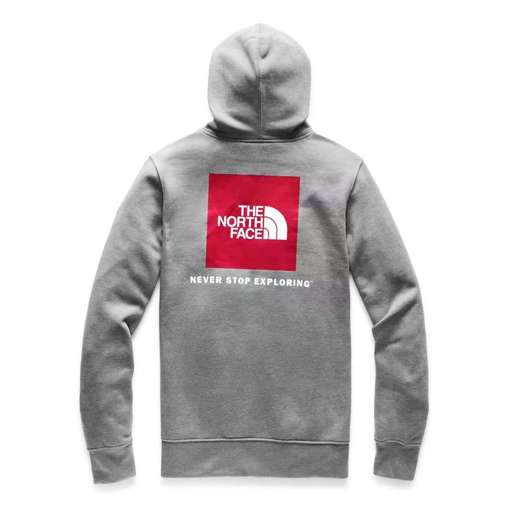 north face men's red box pullover hoodie