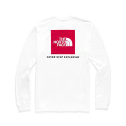 the north face men's long sleeve red box tee