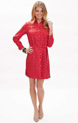 red long sleeve silk dress