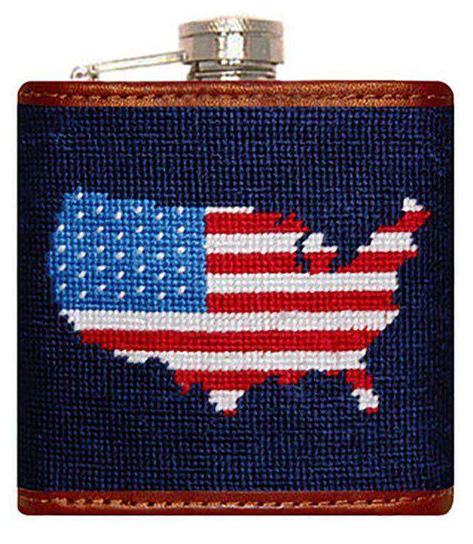 Smathers and Branson Americana Needlepoint Flask in Navy