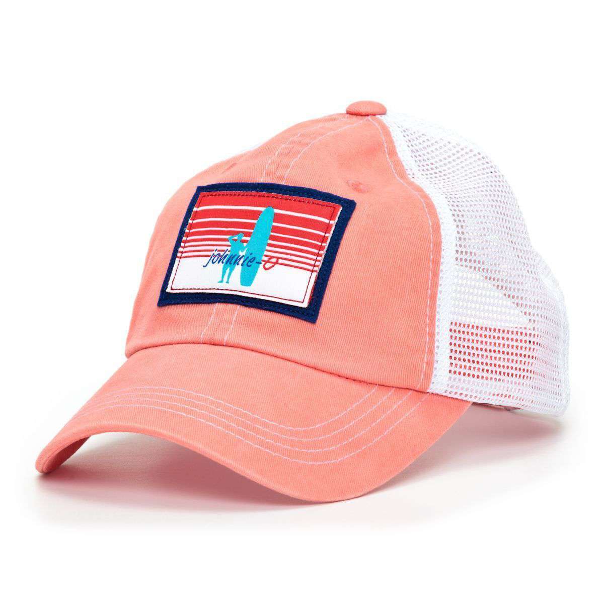 Johnnie-O Mesh Trucker Hat in Coral Reef