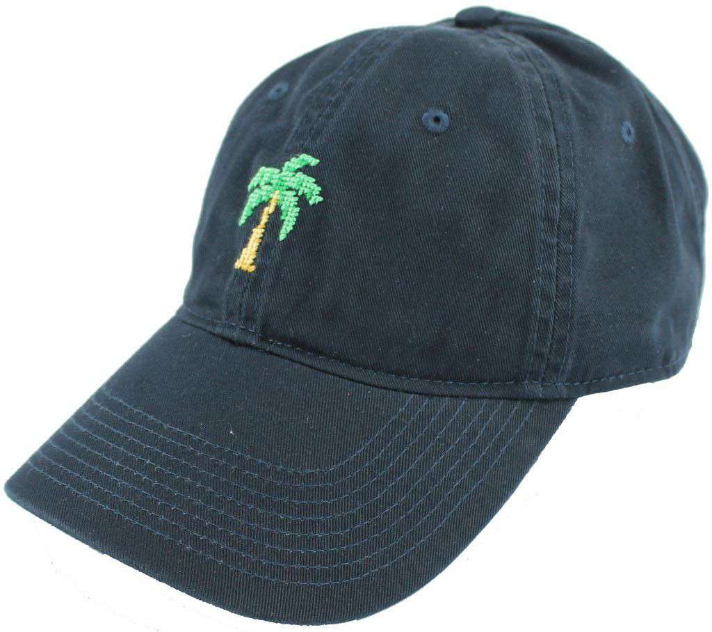 Smathers and Branson Palm Tree Needlepoint Hat in Navy