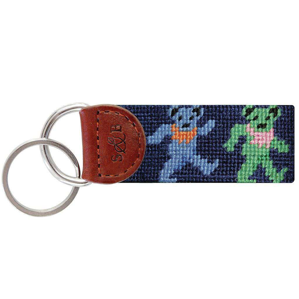 Dancing Bears Needlepoint Key Fob in Navy by Smathers & Branson