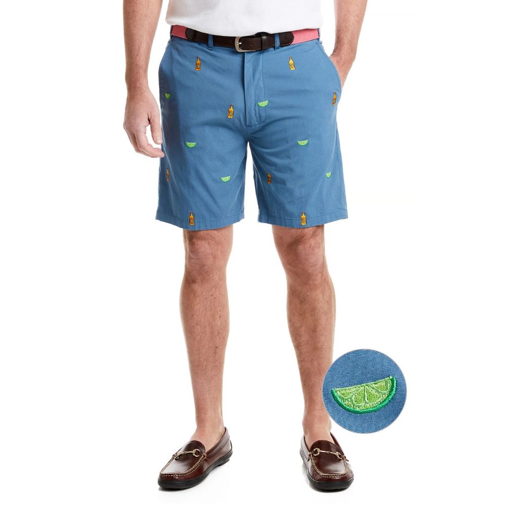 Island Canvas Short with Tequila, Salt & Lime in Dark Denim by Castaway Clothing