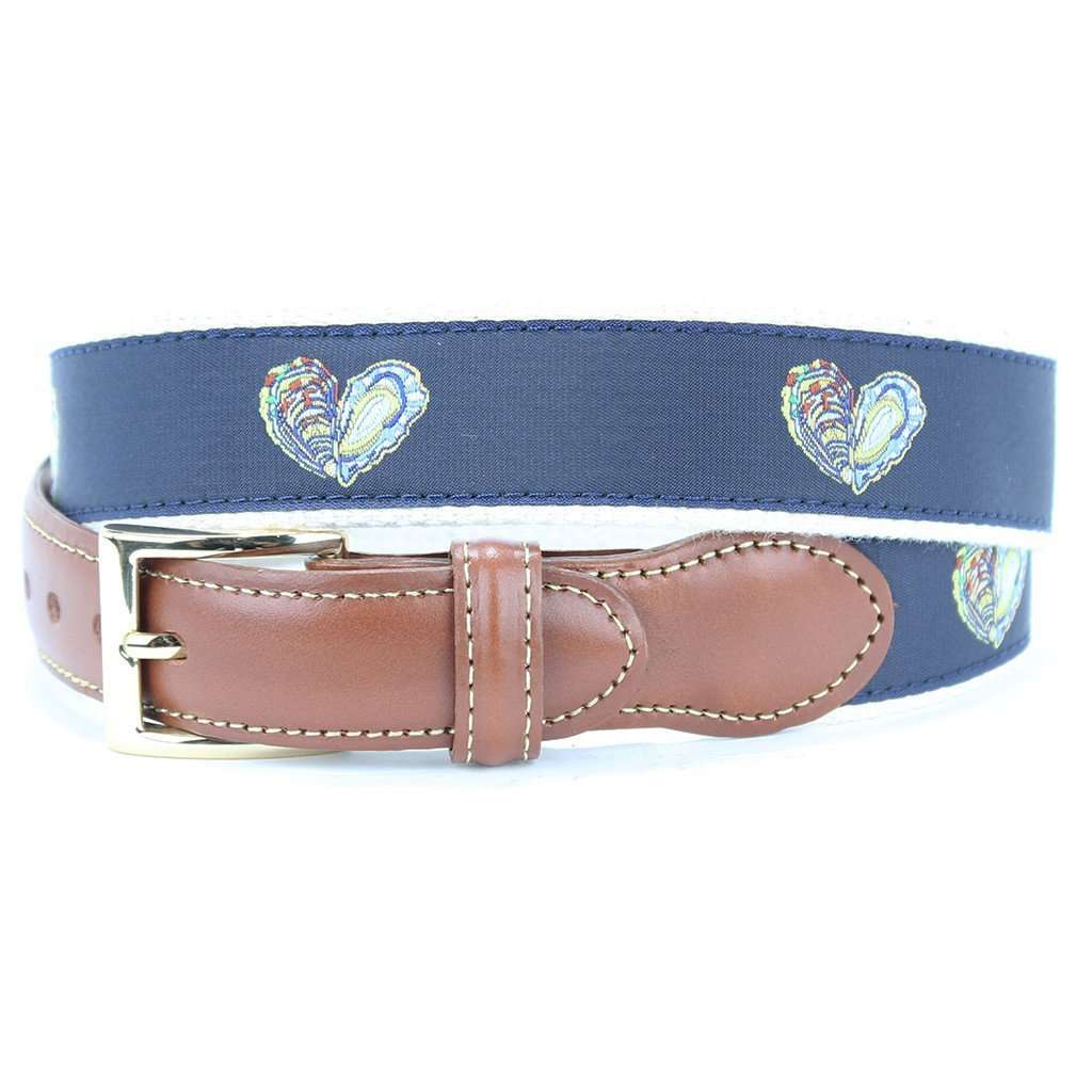 Country Club Prep Release the Kraken Nautical Flag Leather Tab Belt in White