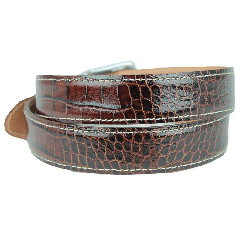 El Paso Crocodile Leather Belt in Briar Brown by T.B. Phelps